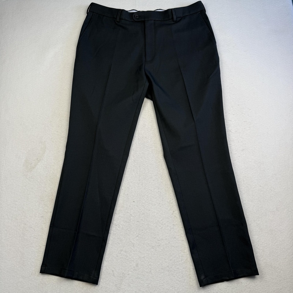 Peter Millar Dress Pants Mens 36x29 Gray Polyester Flat Front Business Trousers